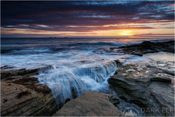 landskap, solnedgang, hav, vann, stein, shore