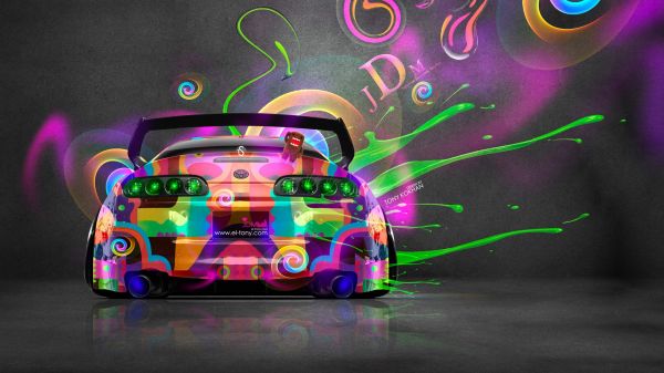 bunt,Illustration,Nacht-,Neon-,Fahrzeug,JDM