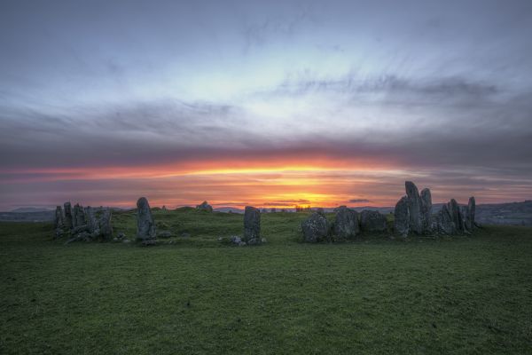 zonlicht, landschap, nacht, heuvel, zonsondergang, oude