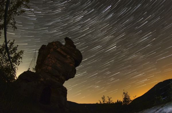 paysage,nuit,eau,La peinture,colline,Roche