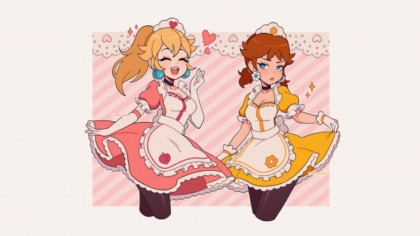 nintendo,prinsessa Peach,Princess Daisy,Mario veljet,otsatukka,blunt bangs