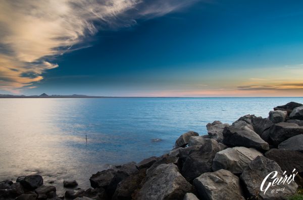 пейзаж,Солнечный лучик,закат солнца,море,Залив,камень