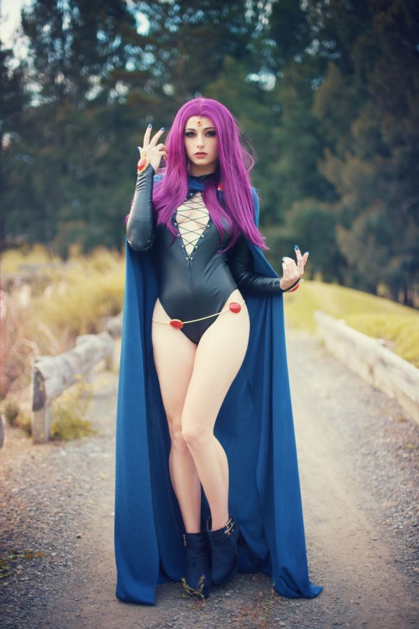 Kayla Erin,modell,cosplay,kvinnor utomhus,Teen Titans,Raven karaktär