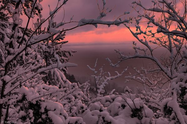 paisaje,puesta de sol,lago,naturaleza,nieve,invierno