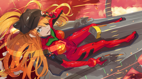 Neon Genesis Evangelion,Asuka Langley Soryu,Plugsuit,Anime Mädchen,Augenklappen,Bodysuit