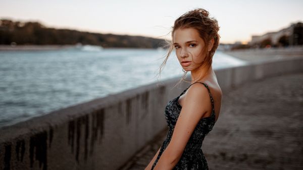 cara, mujer, modelo, retrato, profundidad de campo, Mirando al espectador