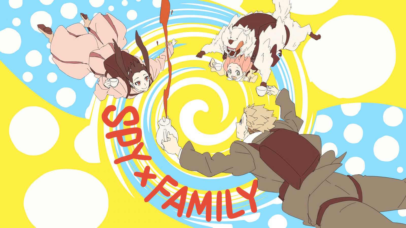 animemeisjes, anime jongens, Spy x Family, Loid Forger, Yor Forger, Anya Forger, Bond Forger, skydiving, wervelingen