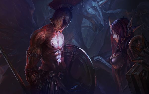 League of Legends,Chenbo,fantasy art,fantasy jente,rustning,Pantheon League of Legends