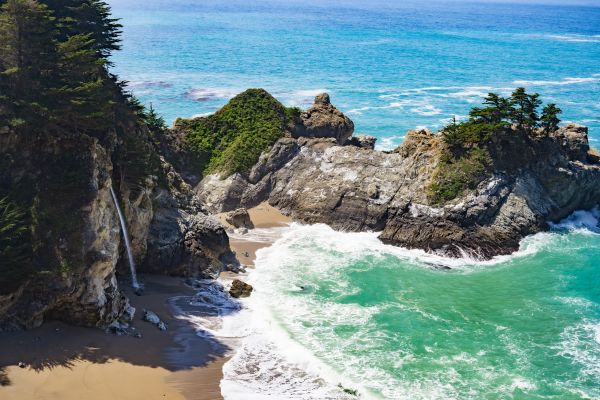 пейзаж,природа,дървета,плаж,море,McWay Falls