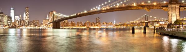 3840x1080 px,le pont de Brooklyn,Affichage multiple,La ville de New York