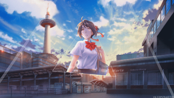 gadis anime,anime,picture in picture,namamu,Miyamizu Mitsuha