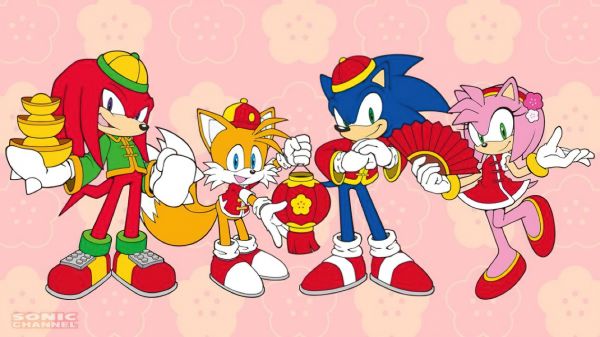 ääni-,Sonic the Hedgehog,Kevätjuhla,hännät merkki,Amy Rose,Knuckles