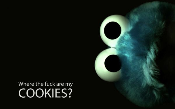 black background,cookies,Cookie Monster,eye,darkness,screenshot