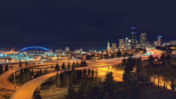 Paisagem urbana,panorama,cidade,noite