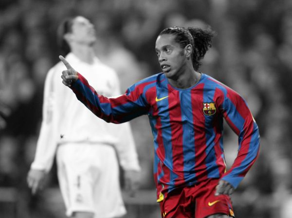 férfiak, sport-, Sport, szelektív színező, futball, Ronaldinho