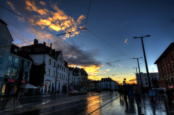 città,strada,paesaggio urbano,notte,costruzione,tramonto