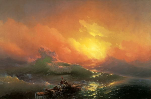 sunlight, sunset, sea, sky, painting, fantasy art