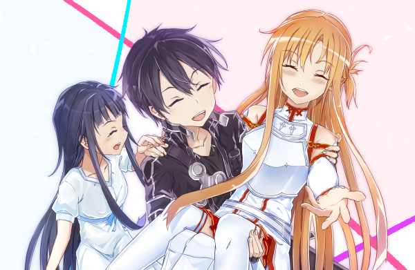 Sverd kunst online, Yuuki Asuna, Kirigaya Kazuto, Yui Sword Art Online, anime, Kirito Sword Art Online