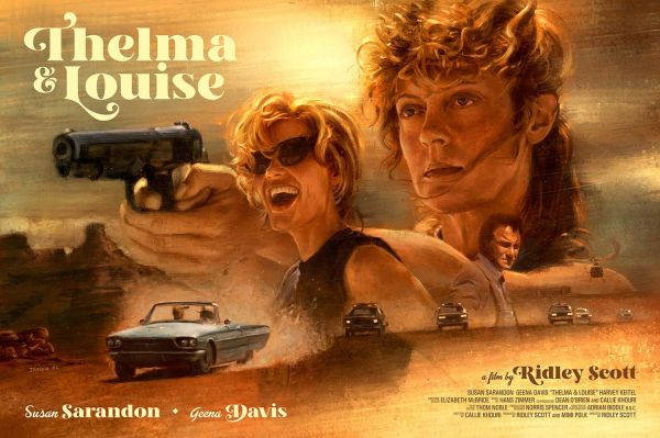 movie poster,Thelma and Louise,desert,Ridley Scott