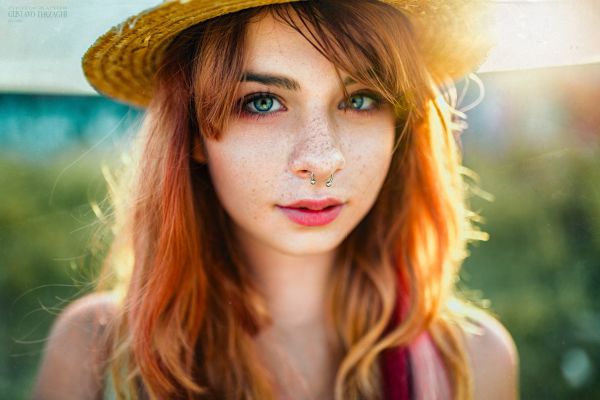 visage,femmes,roux,maquette,portrait,Anneaux de nez