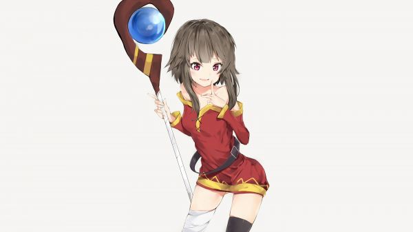 Anime,Megumin,Kono Subarashii Sekai ni Shukufuku wo,vestido rojo,personal,Muslos altos