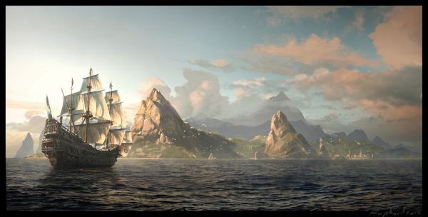 Assassin's Creed,Assassin's Creed Black Flag,Tác phẩm nghệ thuật,trò chơi điện tử,tàu,Tàu buồm