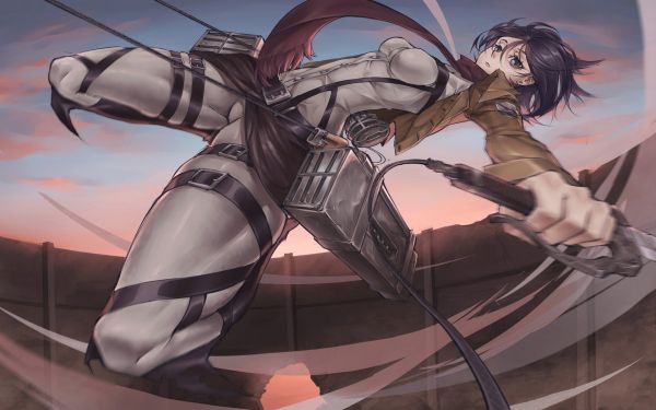 anime,anime jenter,tegneserier,Shingeki no Kyojin,Mikasa Ackerman,maskin