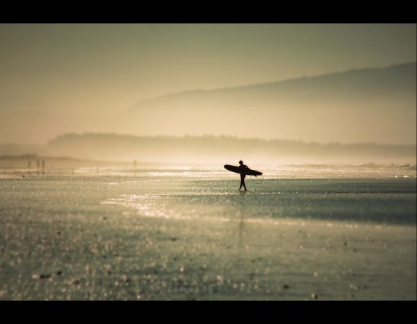 Sonnenuntergang, Sonnenlicht, schwarz, Meer, Wasser, Ufer