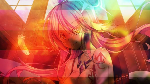 Illustration, Anime, Anime Mädchen, Kein Spiel kein Leben, Jibril, rot