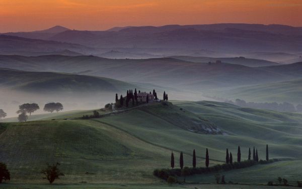 peisaj,apus de soare,Italia,deal,natură,cer