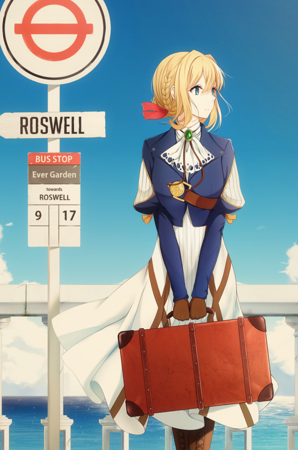 Violet Evergarden, gadis anime, Violet Evergarden anime, anime, tanda, koper