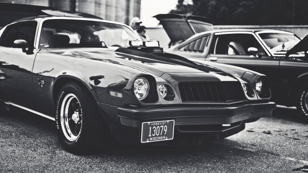 mașină,Chevrolet Camaro Z28,1920x1080 px,monocrom