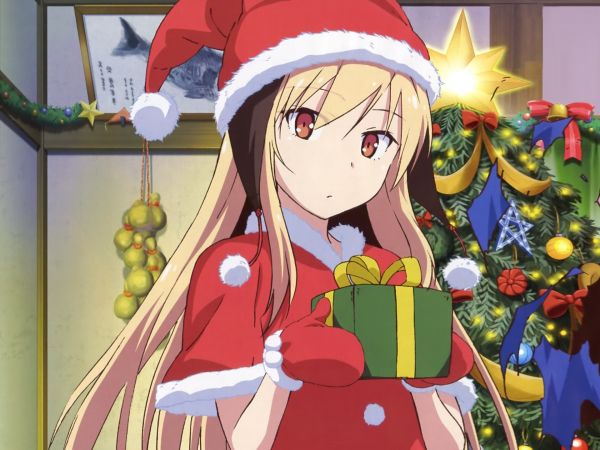 anime,Vánoce,Santa dívka,ilustrace,kreslená pohádka,Sakurasou Žádné zvíře v zájmových Městě na Kanojo