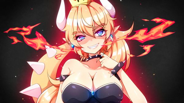 Bowsette,Super Mario Bros,kunstværk,Digital kunst,enkel,Enkel baggrund