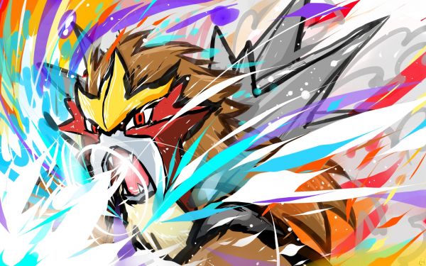 Entei, pokemon, 1600x1000 px, ishmam