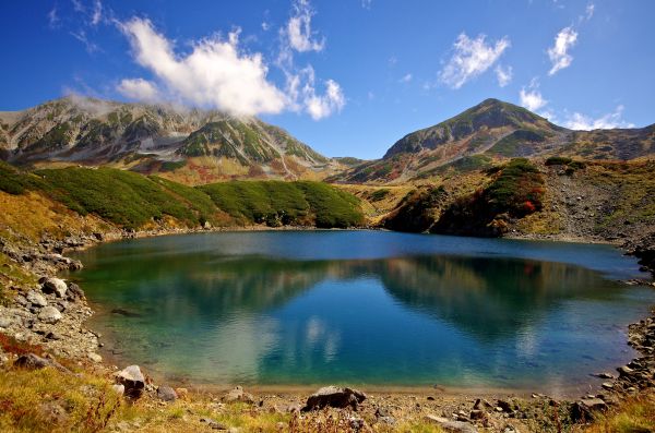 autumn,mountain,reflection,water,Japan,reflections