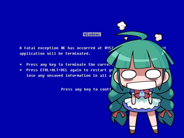 Os-tan,Windows Me,Blue Screen of Death,anime girls