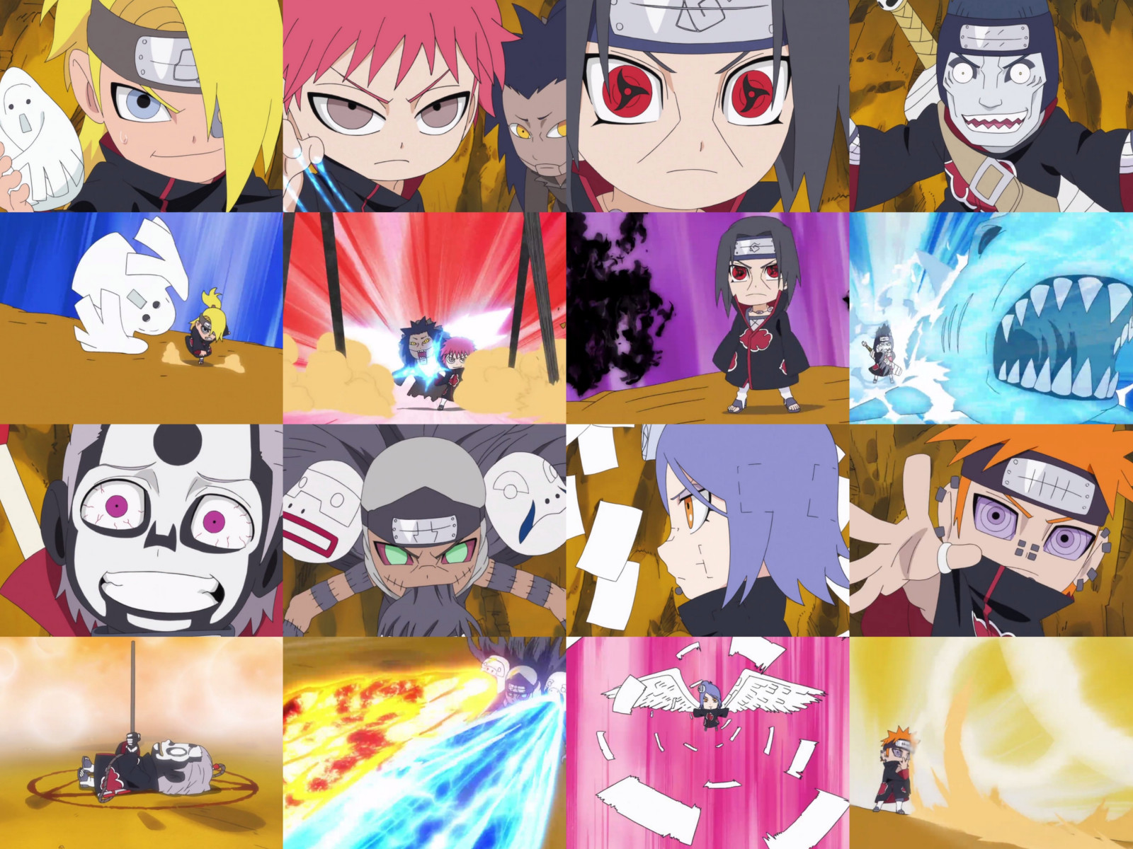 illustration, anime, chibi, cartoon, Naruto Shippuuden, Kakuzu, comics, Sasori, Deidara, Akatsuki, Uchiha Itachi, Pein, Rock Lee, Hidan, Hoshigaki Kisame, Konan, mangaka