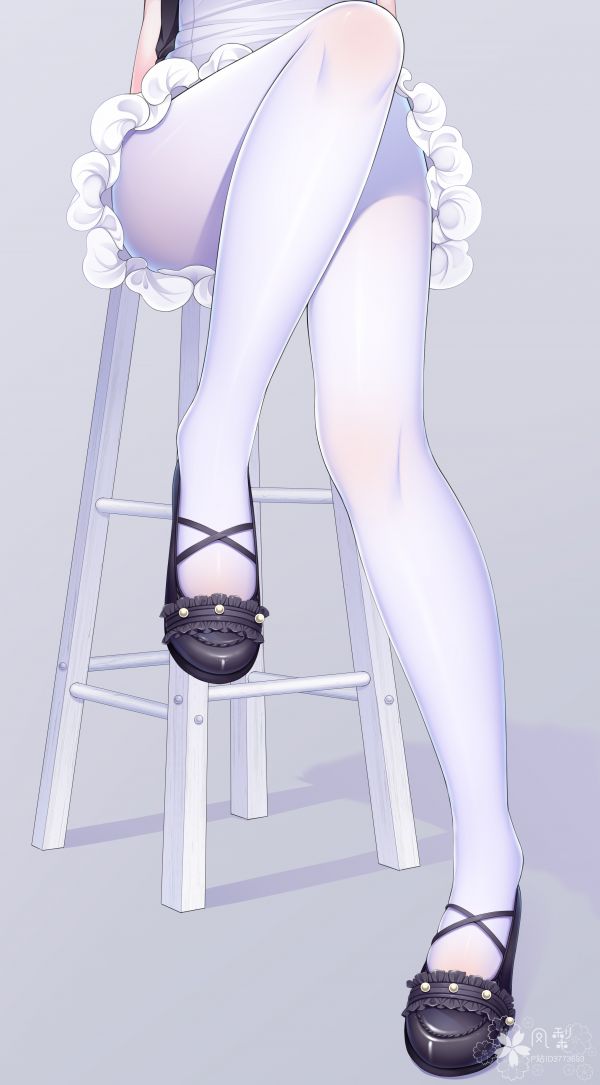 чорапогащник, white pantyhose, аниме момичета, крака