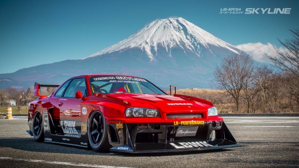 Mont Fuji,voiture,Promenade de la liberté,Nissan Skyline R34,Nismo