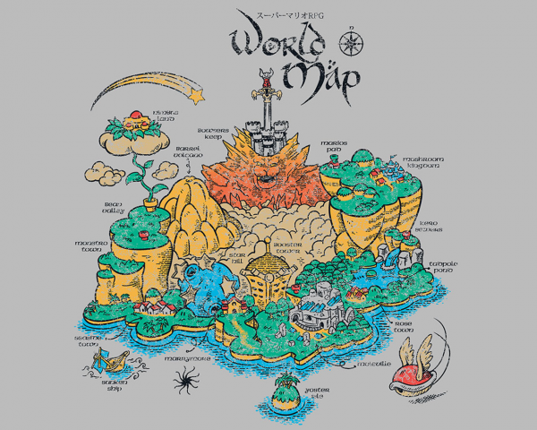 illustration,video games,Super Mario,cartoon,map,Super Mario RPG