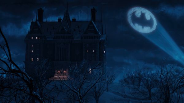 kino,Folie filmowe,Logo Batmana,Batman powraca,Sygnał Bat,Wayne Manor