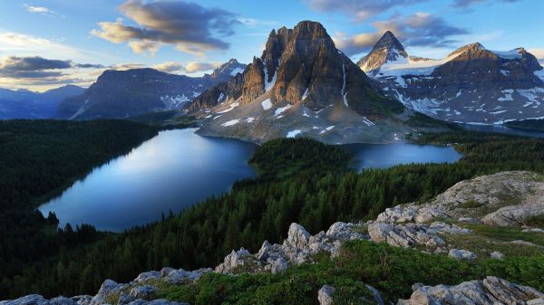 paysage, Lac, la nature, forêt, Montagnes, eau