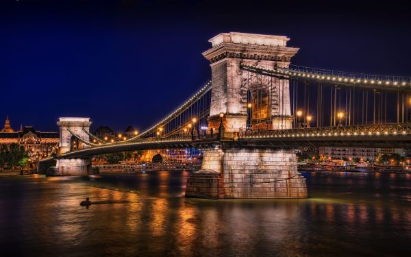 malam,chain Bridge,jembatan,sungai,lampu,teluk