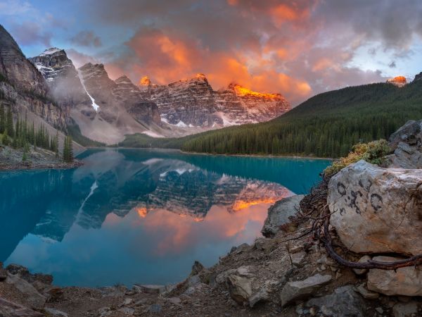 nuage,eau,ciel,Montagne,plante,lumière