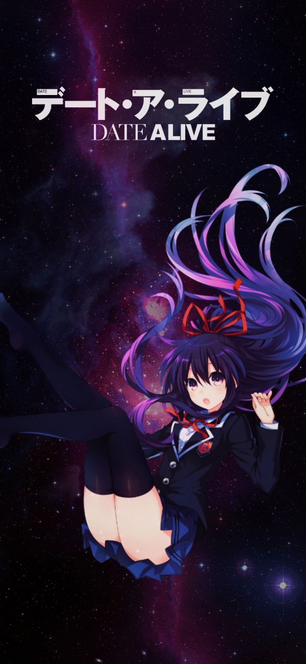 Yatogami Tohka,Date A Live,gadis anime,rambut ungu,latar belakang ungu,rambut panjang