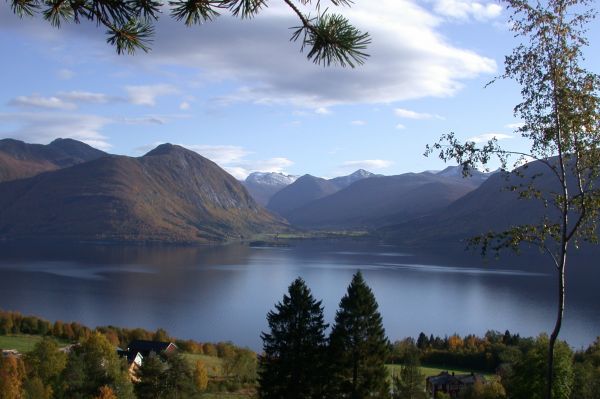 panorama,Colina,lago,natureza,reflexão,Noruega