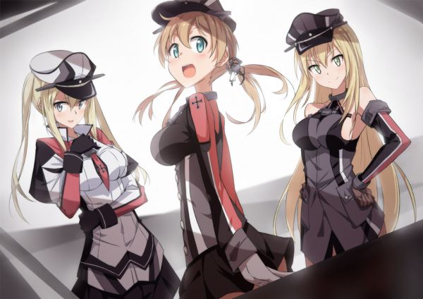 anime,animeflickor,Kantai Collection,Bismarck KanColle,Graf Zeppelin KanColle,Prinz Eugen KanColle