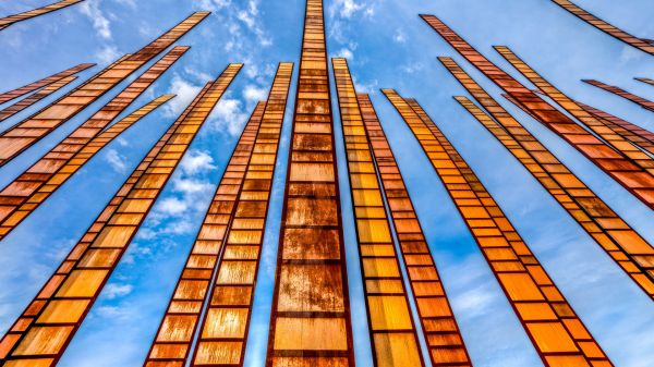 nuvens,céu,olhando pra cima,escultura,Centro da cidade,Seattle