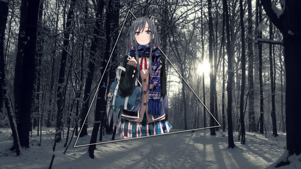 anime, anime girls, Yukino, snow, winter, forest